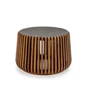 MESA DE CENTRO MADERA DE TECA/PIEDRANATURAL/GRIS