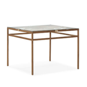 MESA DE CENTRO 50X50X35 MADERA DE TECA/RATÁN/CRISTAL TEMPLADO -- NATURAL/TRANSPARENTE