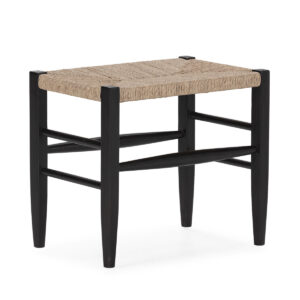 BANCO 50X35X45 MADERA DE TECA/JACINTO DE AGUA SINTETICO -- NEGRO/NATURAL